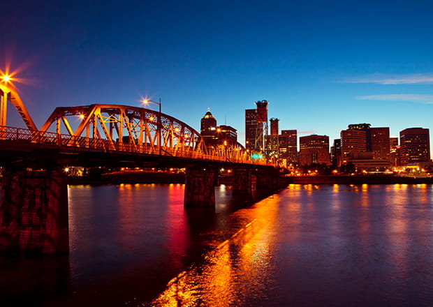 Portland downtown by the river