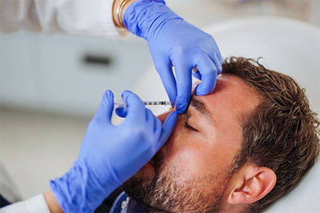 Botox injection given to male patient for migraines