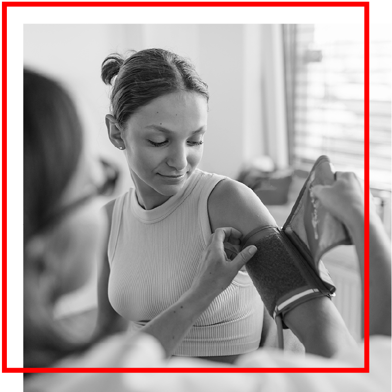 Patient getting blood pressure taken