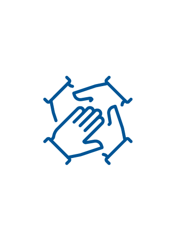 icon of four hands coming together 