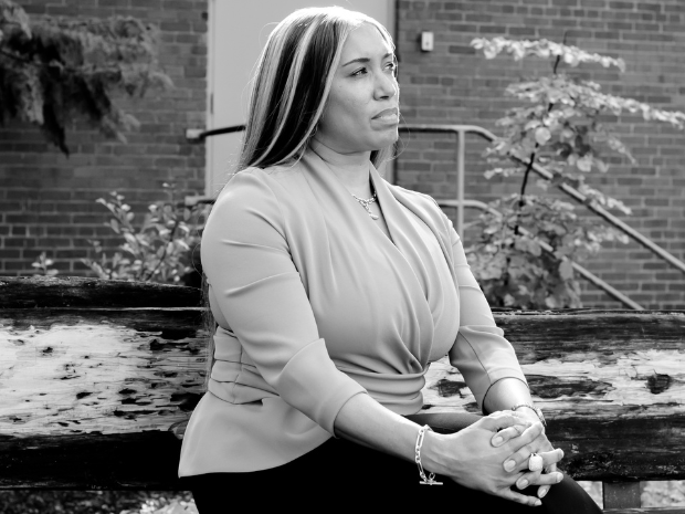 Black and white photo of Kecia Kelly