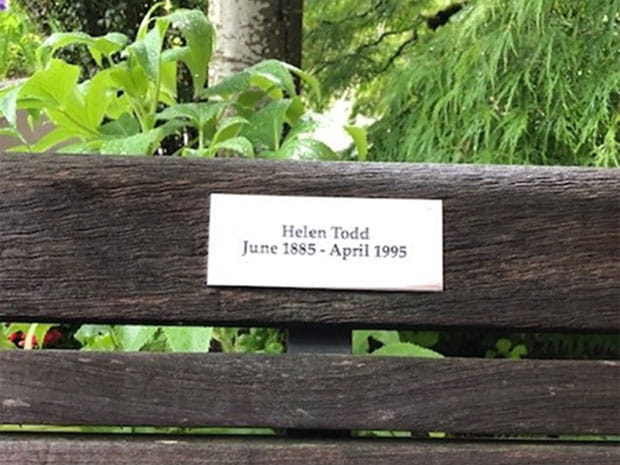 Helen Todd's memorial bench